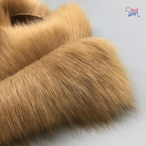 Furryvalley Faux Fur Trim Raccon Fox Fur Ribbon Craft Furry Stripe for Slippers Slides Fringe 2 Yards (Coffee)...