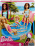 Barbie Doll & Pool Playset, Brunette in Seafoam Blue One-Piece Swimsuit with Pool, Slide, Towel & Drink Accessories...