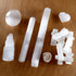 DANCING BEAR Selenite Protection Collection (22 pc Set): 12-15 Sticks (1.5-2”), Palm Stone, Heart, Tower, 8" Stick, 5.5" Massage Wand, and Desert ...