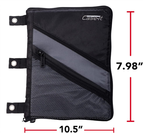 Case It Tablet Binder Accessory, Padded Tablet with 3 Steel Grommets, Fits Any Standard 3 Ring Letter Size Binder, Mesh Pocket on Front, Zipper Cl...