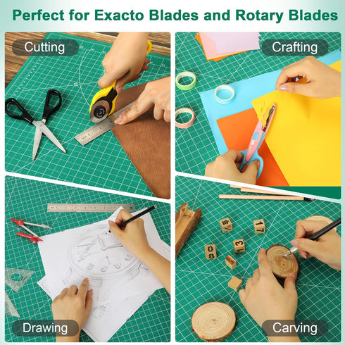 Density-upgraded 9"x12" Self Healing Cutting Mat, Idemeet Rotary Sewing Mat for Crafts, 5-Ply Blade Table Protector Cut Board for Fabric Leather C...