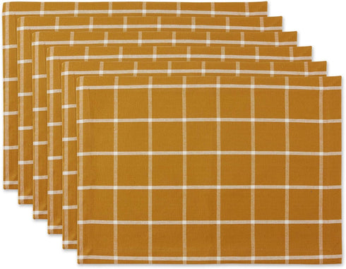 DII Basic Collection Tabletop, Placemat Set, Honey Gold Check 6 Piece, 6074...
