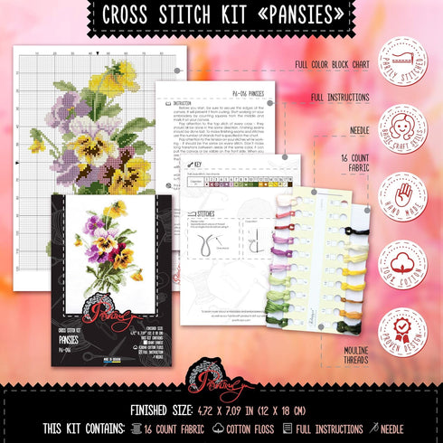 Povitrulya Cross Stitch Embroidery Kit 'Pansies'......