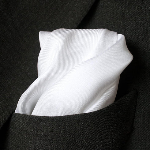 Fine White 100% Silk Pocket Square for Men Full-Sized 17"x17"...
