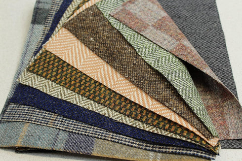 British Tweed 100% Wool Remnants Offcuts Squares Crafts 10 Pieces 9x9 inch, Made in Great Britain…...