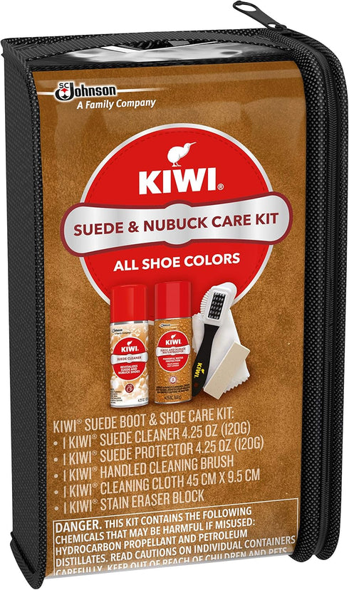 KIWI Suede and Nubuck Shoe Cleaner Kit | For Shoes, Boots, and More | Includes Cleaner, Protector, Brush, Cloth, Eraser Block...