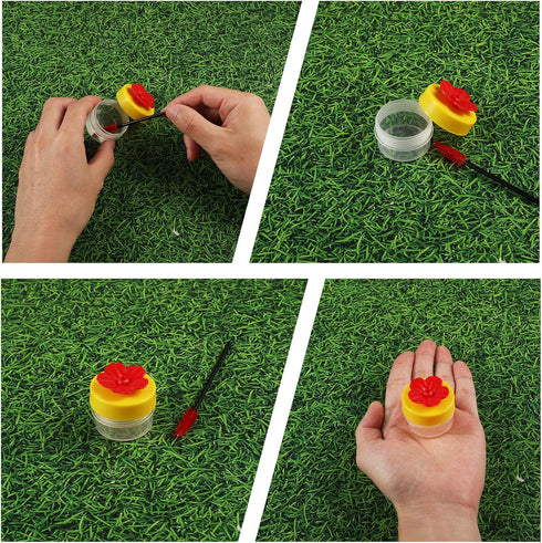 SAVITA Hand Feeding Hummingbirds, 4pcs Hummingbird Hand Feeder Mini Flower Hummingbird Feeder with 4pcs Cleaning Brushes for Outdoor...
