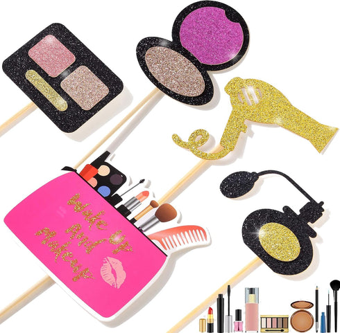 Spa Makeup Cupcake Toppers Decoration Supplies for Female Bridal Shower Bachelorette Salon Spa Cosmetics Themed Girls 18th Birthday Party 24Pcs Go...