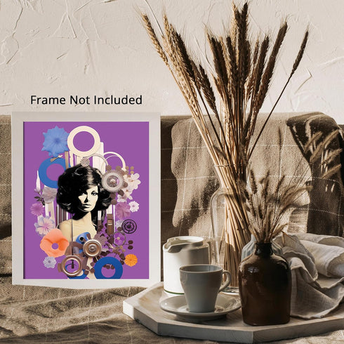 Posterizer 1 pcs-purple background collage-vintage woman-Retro Art-Abstract & Modern Art-Gift for Art Lovers- UNFRAMED Wall Art...