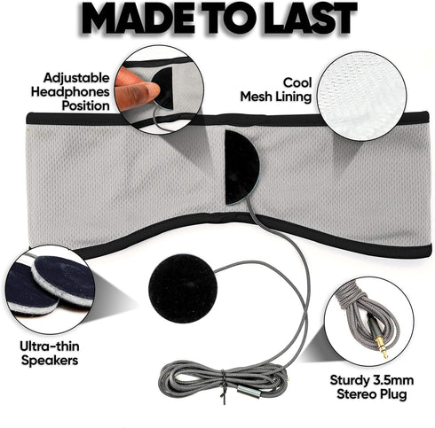 CozyPhones Sleep Headphones - Over Ear Headphones from Ultra Thin Cool Mesh Wired for Side Sleepers, Meditation, Running, Laptop, and Phone - Blac...