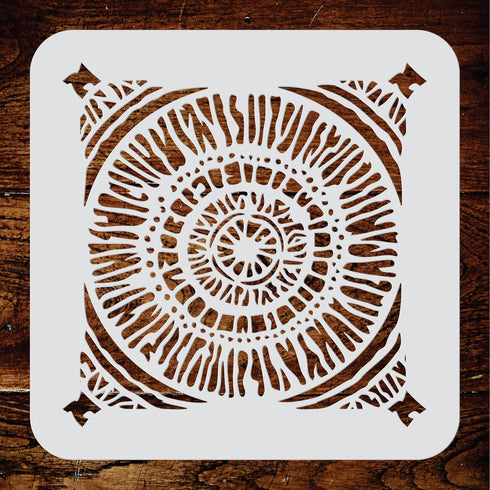 Mudcloth Mandala Stencil, 12.5 x 12.5 inch (L) - Tile Size Reusable African Wall Floor Furniture Stencils for Painting Template...