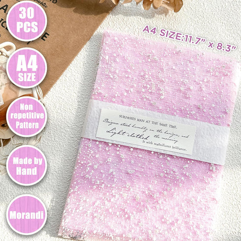 Aromoty 30Pcs A4 Handmade Scrapbook Paper sheet Craft Textured Paper Morandi Mesh Fabric Mulberry Special Paper Mix for Scrapbooking Junk Journali...