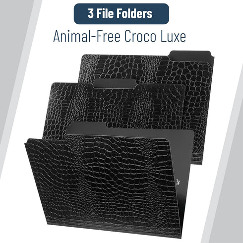 Mr. Pen- File Folders, 9.4" x 11.7", 3 Pack, Black Leather Design, Letter Size File Folders, Office File Folder, Filing Folders, Files Folder, Fil...