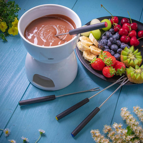 Cilio Porcelain Chocolate Fondue Set, White, 5-Inch by 10-Inch...