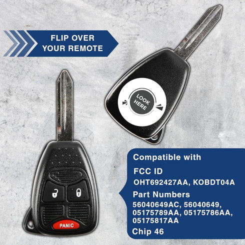2X KeylessOption Key Fob for 2004 2005 2006 2007 2008 2009 2010 2011 2012 2013 2014 2015 2016 2017 Chrysler 300 Dodge Charger Jeep Cherokee Remote...