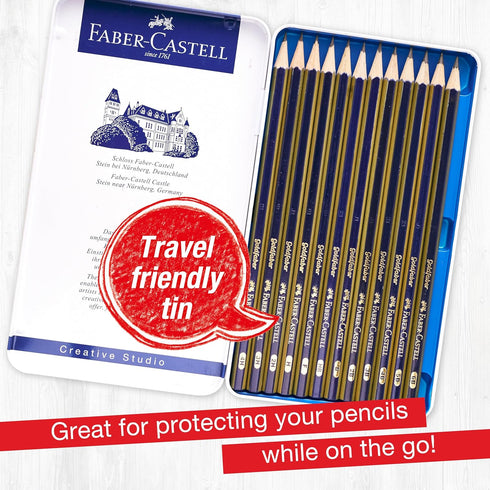 Faber-Castell Graphite Pencils Drawing Set: 12 Art Pencils for Sketching (4H, 3H, 2H, H, F, HB, B, 2B, 3B, 4B, 5B, and 6B), Shading Pencils for Dr...