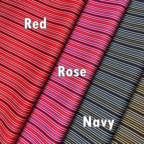 Printed Green-White-Navy-Yellow Striped Fabric Cotton Poplin 63inch 2 Yards Width for Sewing Apparels and DIY Home Craft Decors...