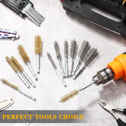 12 Pieces Bore Brush for Drill Wire Bore Brush Set Wire Cleaning Brush Set Stainless Steel Cleaning Brush for Power Drill Impact Driver (Stainless...