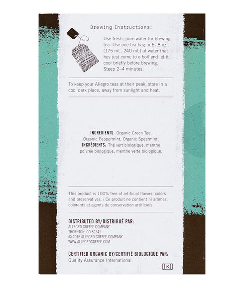 Allegro Tea, Organic Northwest Minty Green Tea Bags, 20 ct...