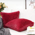YOUR SMILE Pack of 2, Christmas Decorative New Luxury Series Merino Style Faux Fur Throw Pillow Case Cushion Cover 18" x 18"(Burgundy Red)...