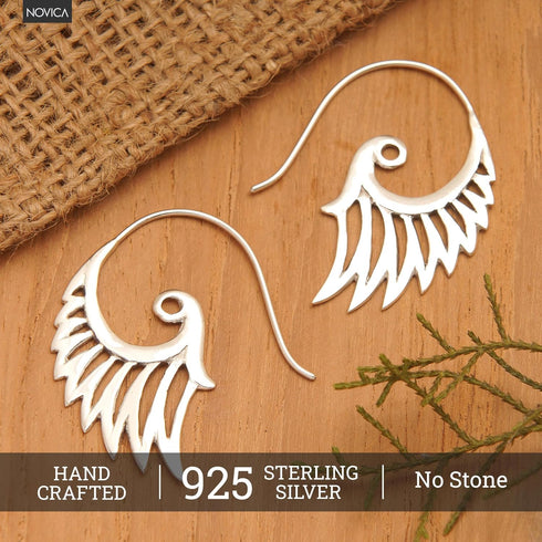 NOVICA Artisan Handmade .925 Sterling Silver Drop Shaped from Indonesia Animal Themed Sea Life Earrings...