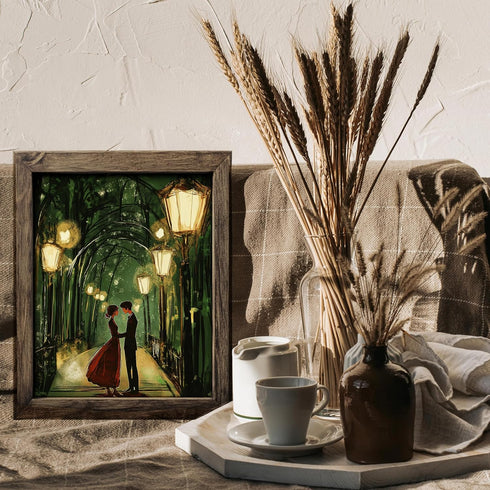 Posterizer 1 pcs-vintage style couple's night out Valentine's day scene -1-Romantic Art-Holiday Poster Collection-Gift for Couples boyfriend girlf...