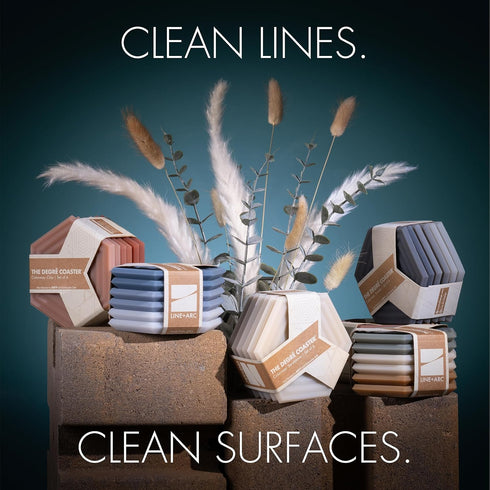 LINE+ARC Extra Thick Silicone Coasters (As Seen in NYTimes WireCutter) Waterproof Anti-Stain Heat-Safe Dishwasher-Safe Degr? Coasters (Set of 6, J...