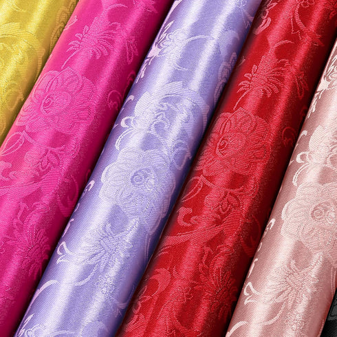 White Satin Jacquard Fabric 2 Yard, 60 Inch Wide Shiny Cloth Fabric, Sunflower Pattern Silky Brocade Fabric for Tablecloth, Table Runner, Napkins,...