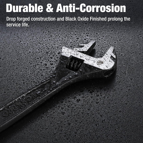 WORKPRO 6" Adjustable Wrench, Black Oxide Wrench 6 Inch with Inch/Metric Scale, Premium Cr-V Steel...