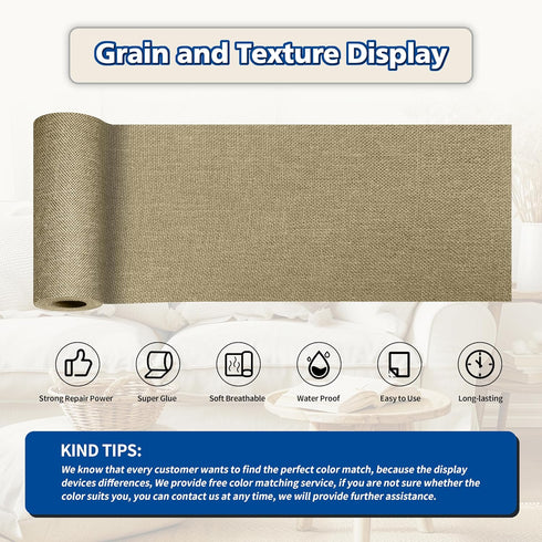 KING MOUNTAIN Linen Repair Tape Patch Kit, Waterproof 4" x 63" Linen Repair Kit?Self Adhesive Fabric Repair for Furniture and Linen Goods (Beige)...