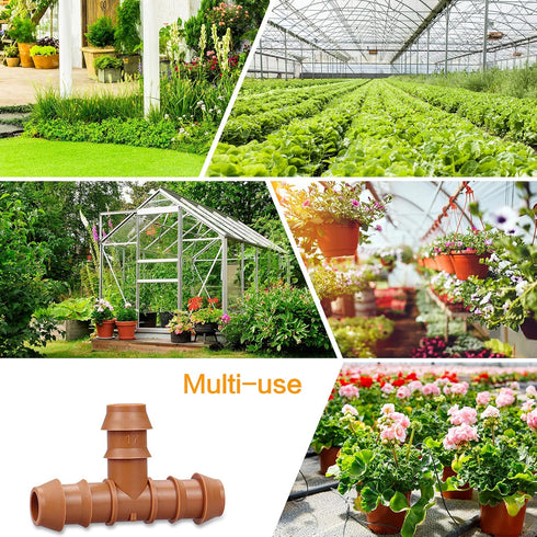 24 Pieces Drip Irrigation Barbed Tee Fittings for 1/2” Tubing (0.600”ID) - Drip Tees (17mm) Irrigation Tubing Connectors for Drip Sprinkler Garden...