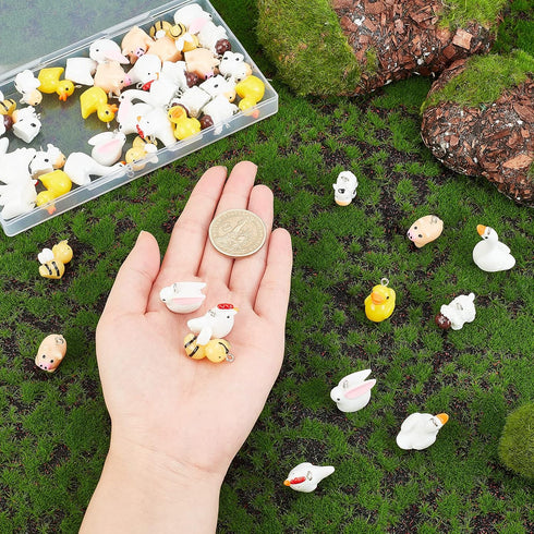 PandaHall 48Pcs 8 Style Resin Charms Cute Animal Pendant Kit Mini Pig Duck Bee Cygnet Chick Rabbit Sheep Calf Findings Charm DIY Farm Theme Pendan...