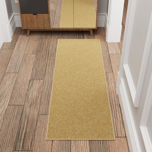 Sweet Home Stores Washable Non-Slip Solid Design Rubberback Runner Rug for Kitchen, Hallways, Bathroom, Entrance, Bedroom, 20" x 59", Beige...
