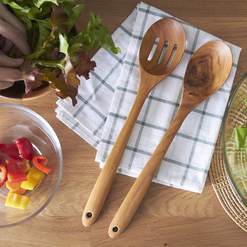 FAAY 13.5" Teak Cooking Spoon, Wooden Spoon, Mixing Spoon Handcraft from Teak | Healthy and High Moist Resistance for Non Stick Cookware...