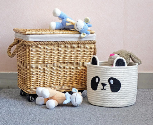 T&T Homewares Small Cute Panda Bear Basket for Kids Room Decor, Baby Shower, Baby Diaper Organizer, Baby Laundry Baskets, Woodland Nursery Decor, ...