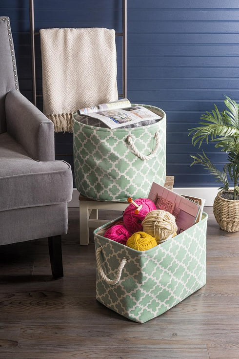 DII Polyester Container with Handles, Lattice Storage Bin, Medium, Bright Green...