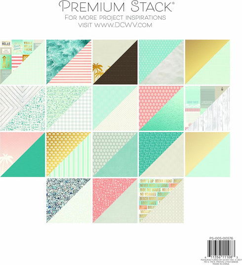 American Crafts DCWV Card Stock 12X12 Premium Printed Cardstock Stack, Beach House, Arts Crafts Supplies Decorative Card Stock For Printer Card St...