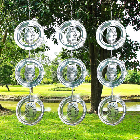 Bird Scare Discs Set, Highly Reflective Bird Reflectors Wind Spinner, Extra Sparkly Owl Wind Spinner Bird Devices to Scare Birds Away from Yards O...