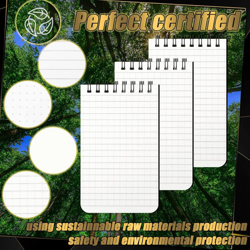 Jetec 12 Waterproof Spiral Notebook 3" x 5 Small Memo Pad Police Notepad Mini Weather Pocket Notebook Police Notepad Outdoors, 4 Different Inside ...
