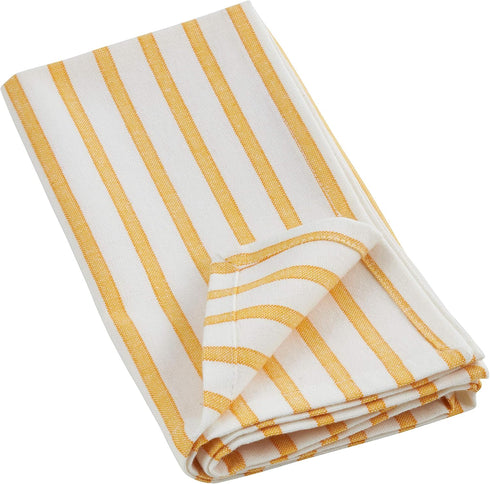 Saro Lifestyle Striped Design Cotton Table Napkin (Set of 4), 20", Yellow...