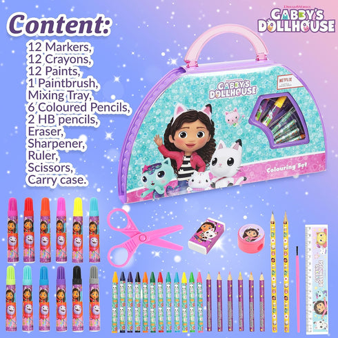 Gabby's Dollhouse Art Set Kids Colouring Set Drawing Gifts for Girls (Purple Halfmoon Set)...