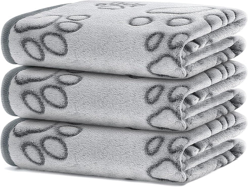 UTTPLL Stuffed-Premium-Dog-Blankets-Flannel Pet Printed Throw Soft Fluffy Fleece Cat Blanket Washable Sleep Mat Puppy Essentials Grey Cute Paw Med...