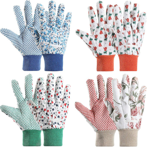 Geiserailie 4 Pairs Garden Gloves Floral Gardening Gloves with Soft PVC Dots Gloves Women Working Yard Gloves for Yard Cleaning, Fishing, Gardenin...