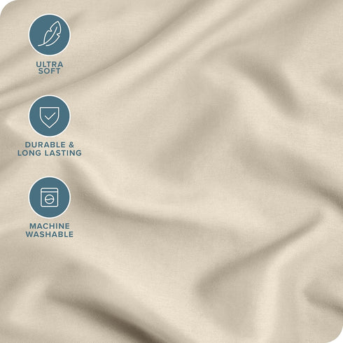 Bare Home Microfiber Pillow Cases - King Size Set of 2 - Cooling Pillowcases - Double Brushed - Sand Pillowcases 2 Pack - Easy Care (King Pillowca...