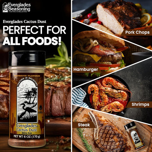 Everglades Cactus Dust BBQ Rub Seasoning - Mesquite Flavor for Ribs, Steaks, Chicken, Pork & Seafood - Perfect for Smoking & Grilling - Caramelize...