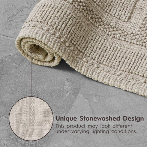 Jean Pierre - Stonewash Racetrack Bath Rug, Cotton, Premium Bathroom Decor, Machine Washable, Highly Absorbent, Measures 21" x 34", Washed Taupe...