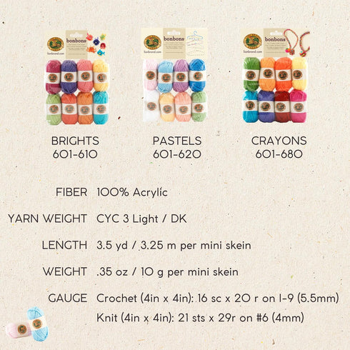 Lion Brand Yarn 601-660 Bonbons Yarn, Celebrate...