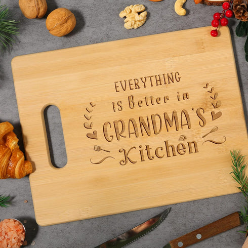 Grandma Birthday Gifts, Unique Mothers Day Gift for Grandma Grandmother Nan - Personalized Engraved Bamboo Cutting Board with Warm Words, Perfect ...