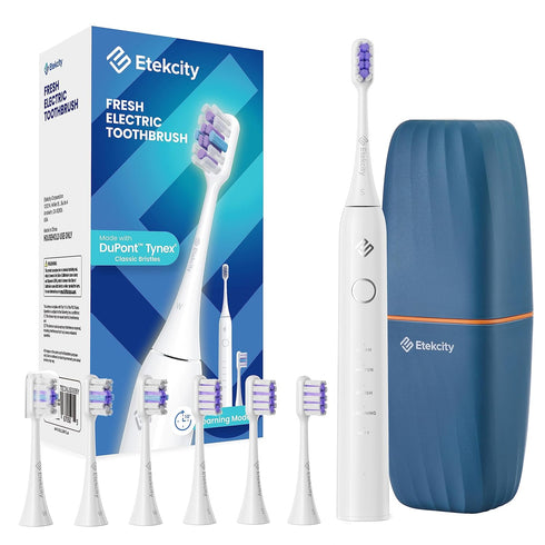 Etekcity Unisex Electric Toothbrush for Adults and Kids, Corded, White, 5 Modes, 2-Minute Timer, 3-Hour Battery Life, Travel Case...