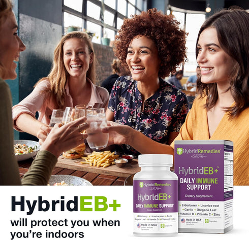 HybridEB Sambucus Elderberry Immune Support with Vitamin C, Zinc, Vitamin D3 - Antioxidant & Immunity Supplement, 1 Month Supply - 9 in 1 Black El...